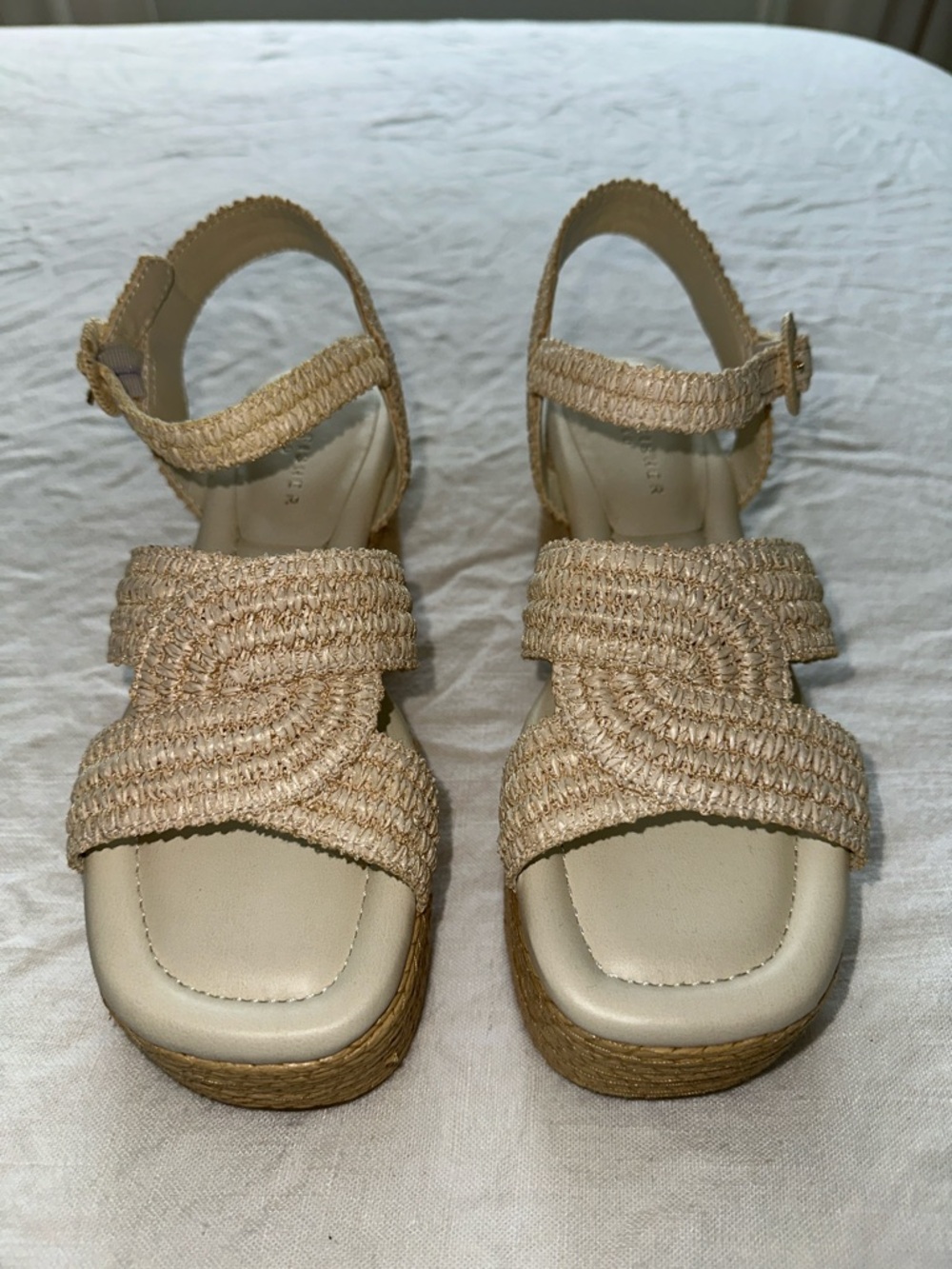 Marc Fisher Natural Woven Platform Wedge Sandals